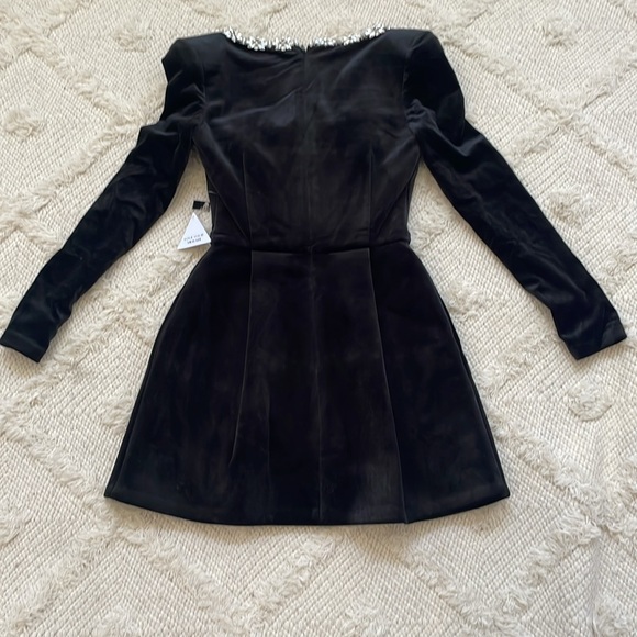 New Nadine Merabi Kimberly Long Sleeve Embellished Velvet Mini Dress - Picture 7 of 7